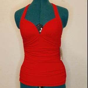 Tommy Bahama Pearl Solids Poppy Red Swim Top XS